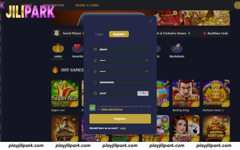 Fill in your account details and complete the form