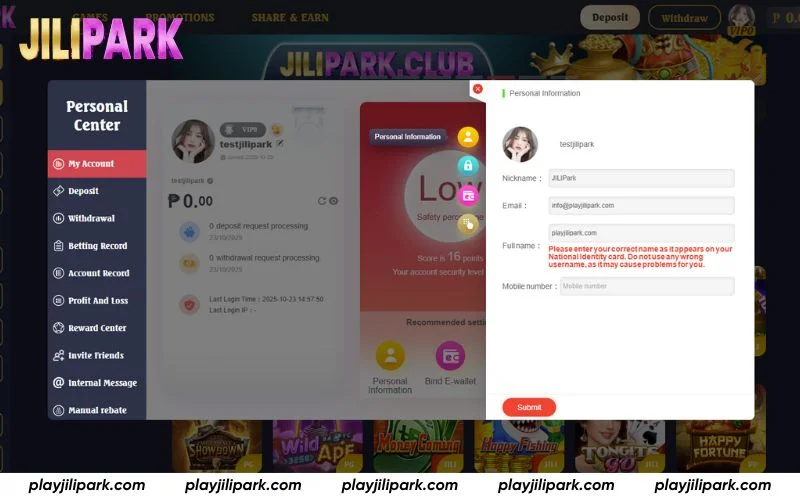 Enter your profile details before saving your account