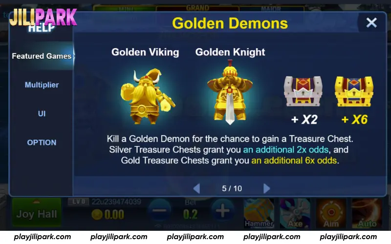 Golden Demons treasure rewards