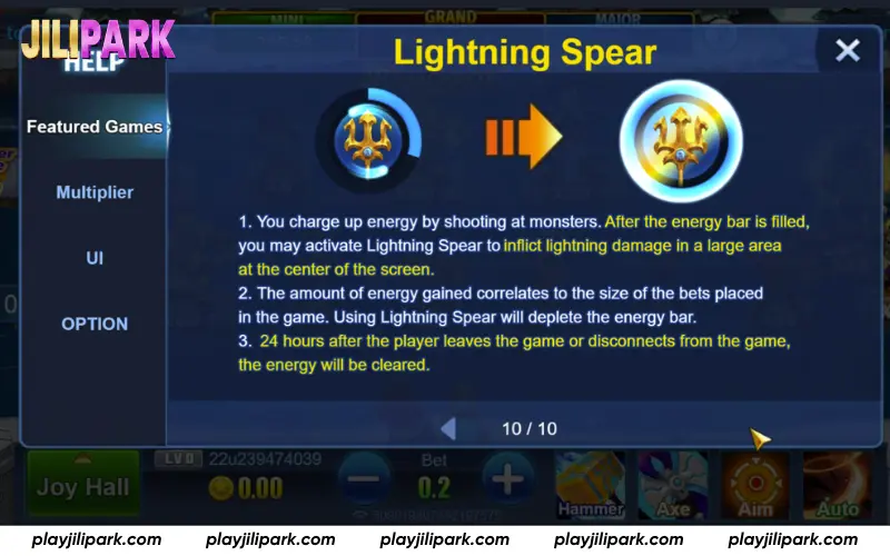 Lightning Spear Area Damage Skill