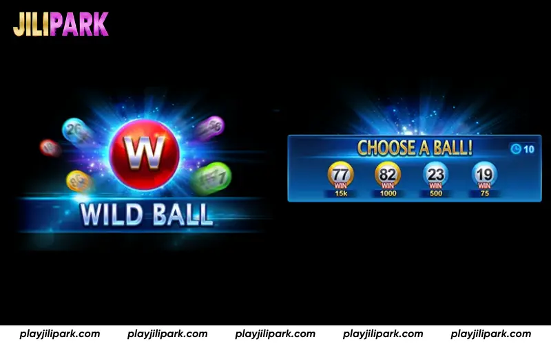 Wild Ball feature and number selection mechanic