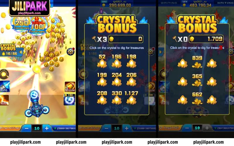 Crystal bonus system and reward trigger