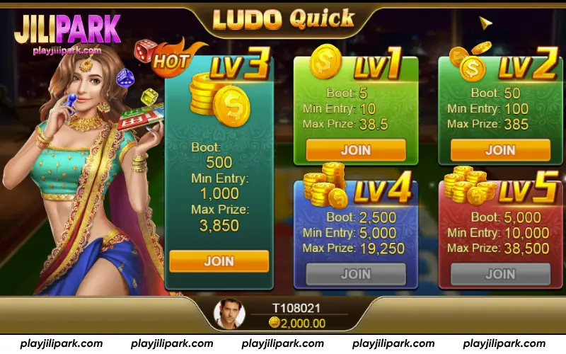 Ludo Quick entry fee and room level structure