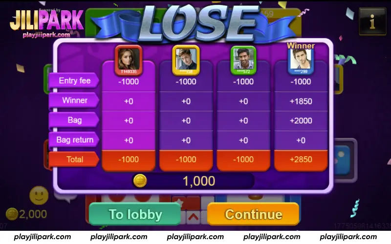 Ludo Quick reward calculation after match results